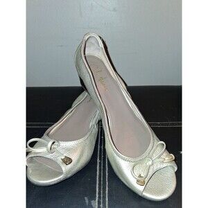 Cole Haan N Air peep toe wedge heel gold shoes size 8B